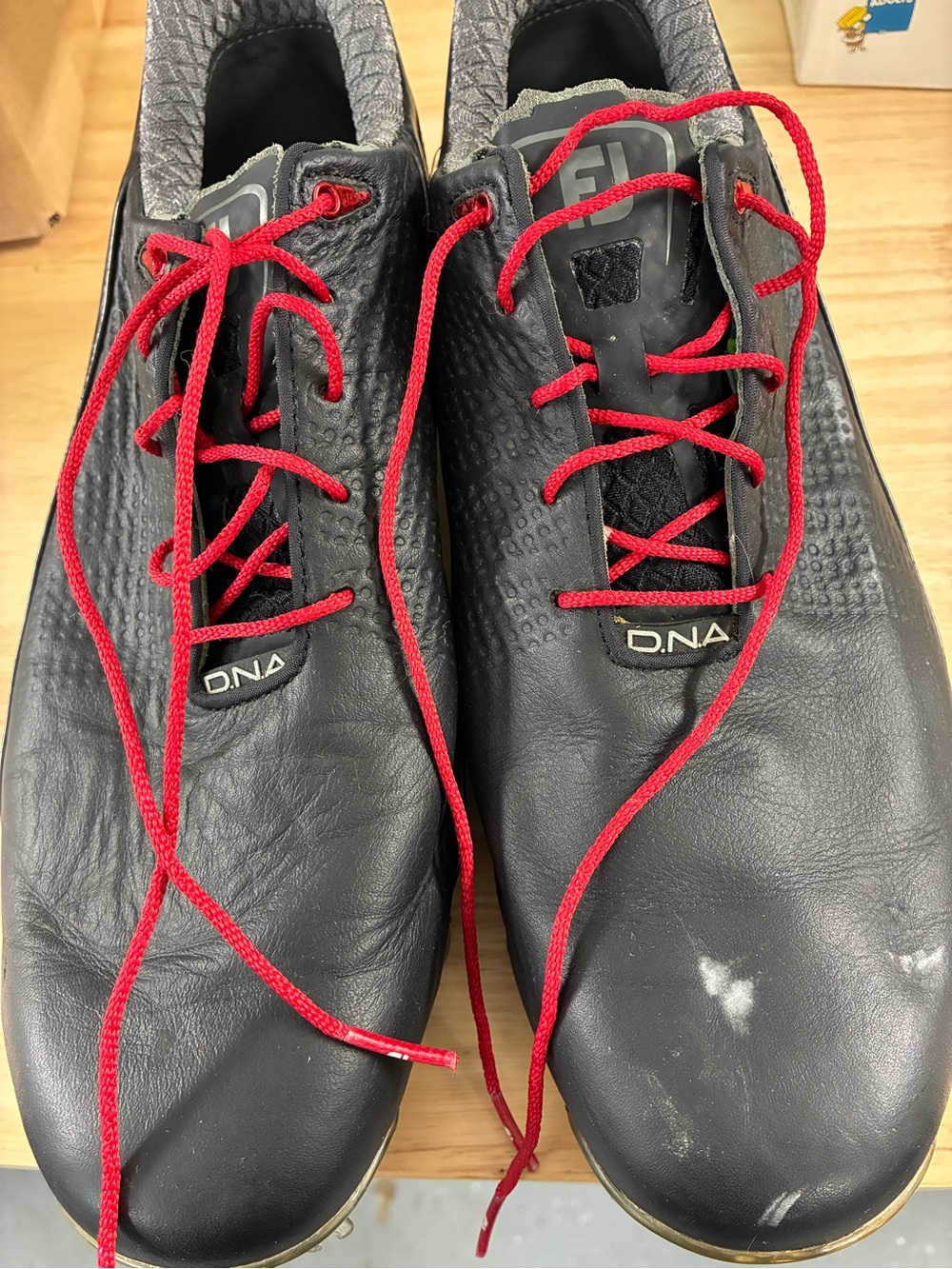 Men's Black FootJoy DNA Performance Golf Shoes with Red Laces